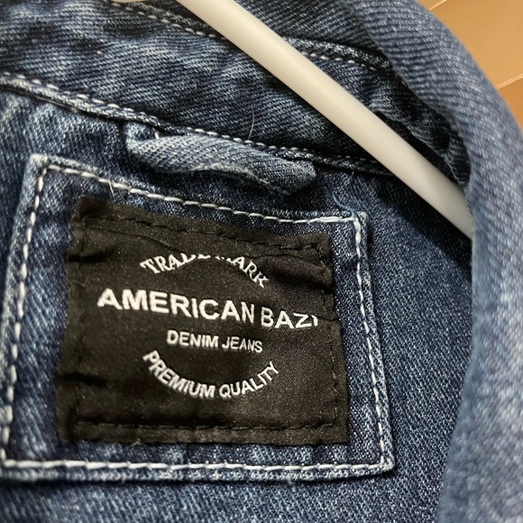 Distressed denim jacket shacket American Bazi brand size 2x NWT - Picture 7 of 7